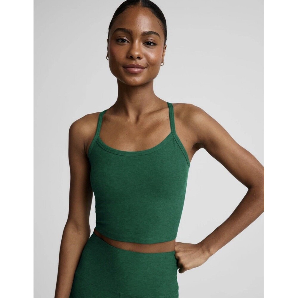 Beyond Yoga Spacedye Slim Racerback Cropped Tank Top Green Women’s M Activewear